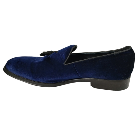 Steve Madden Men's Velvet Shoes size blue Slip On Lifted Leather